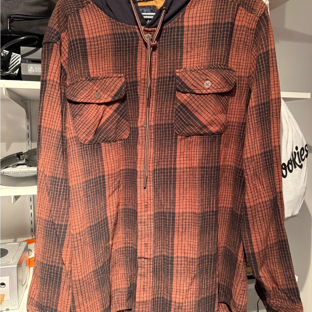 Men's Burnt Orange Plaid Button Down Shirt